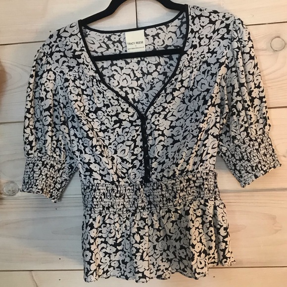 Anthropologie | Retro Floral Smocked Blouse by Tracy Reese - Picture 3 of 6
